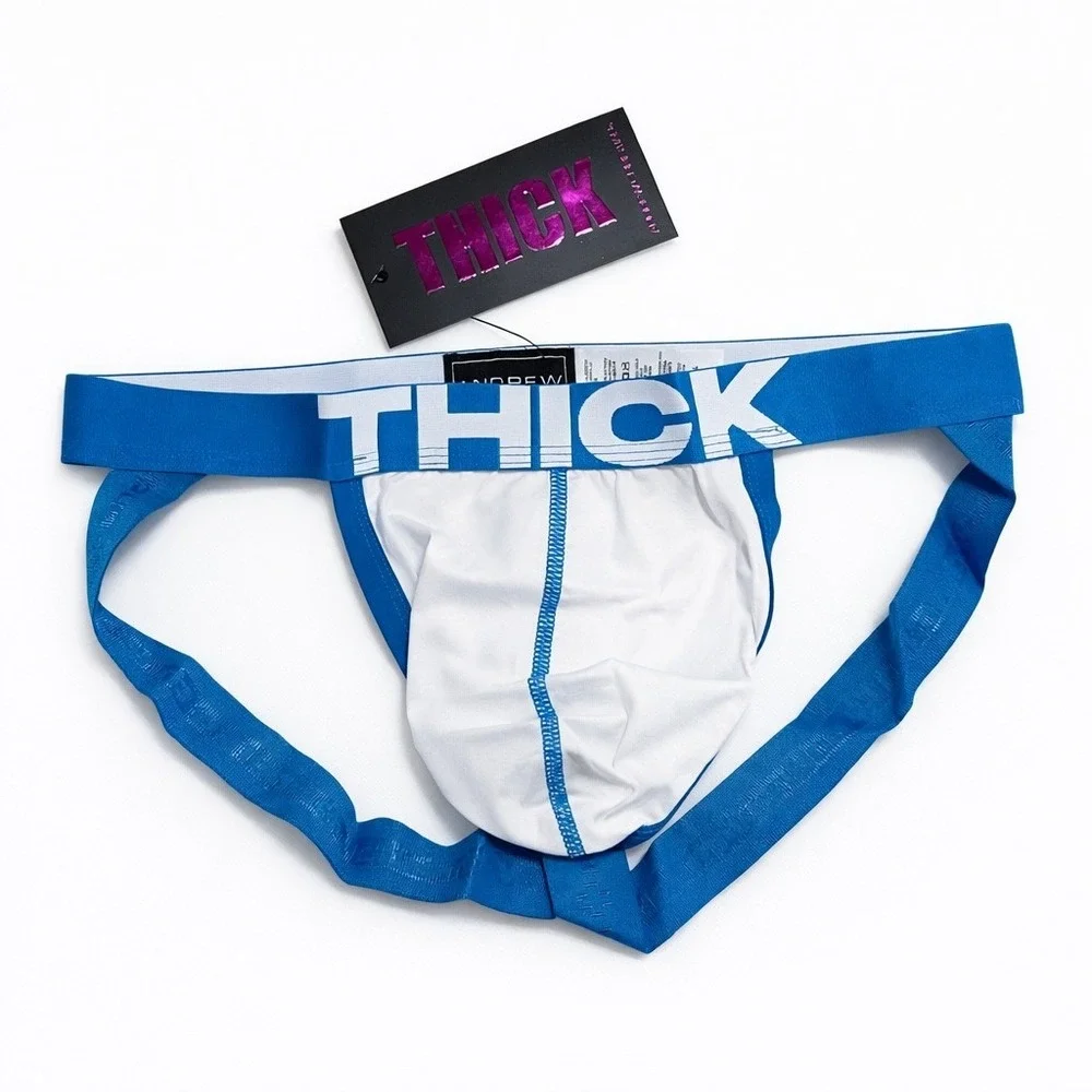 Andrew‎ Christian THICK S (31-33) Jockstrap White Blue Athletic Supporter 92942